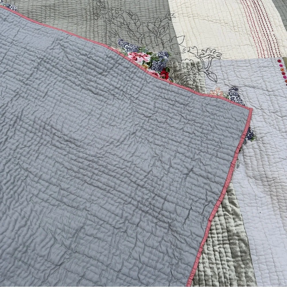 Address Home Decor Patchwork Quilt 88 X85 Floral Sequins Buttons Bohemian Style